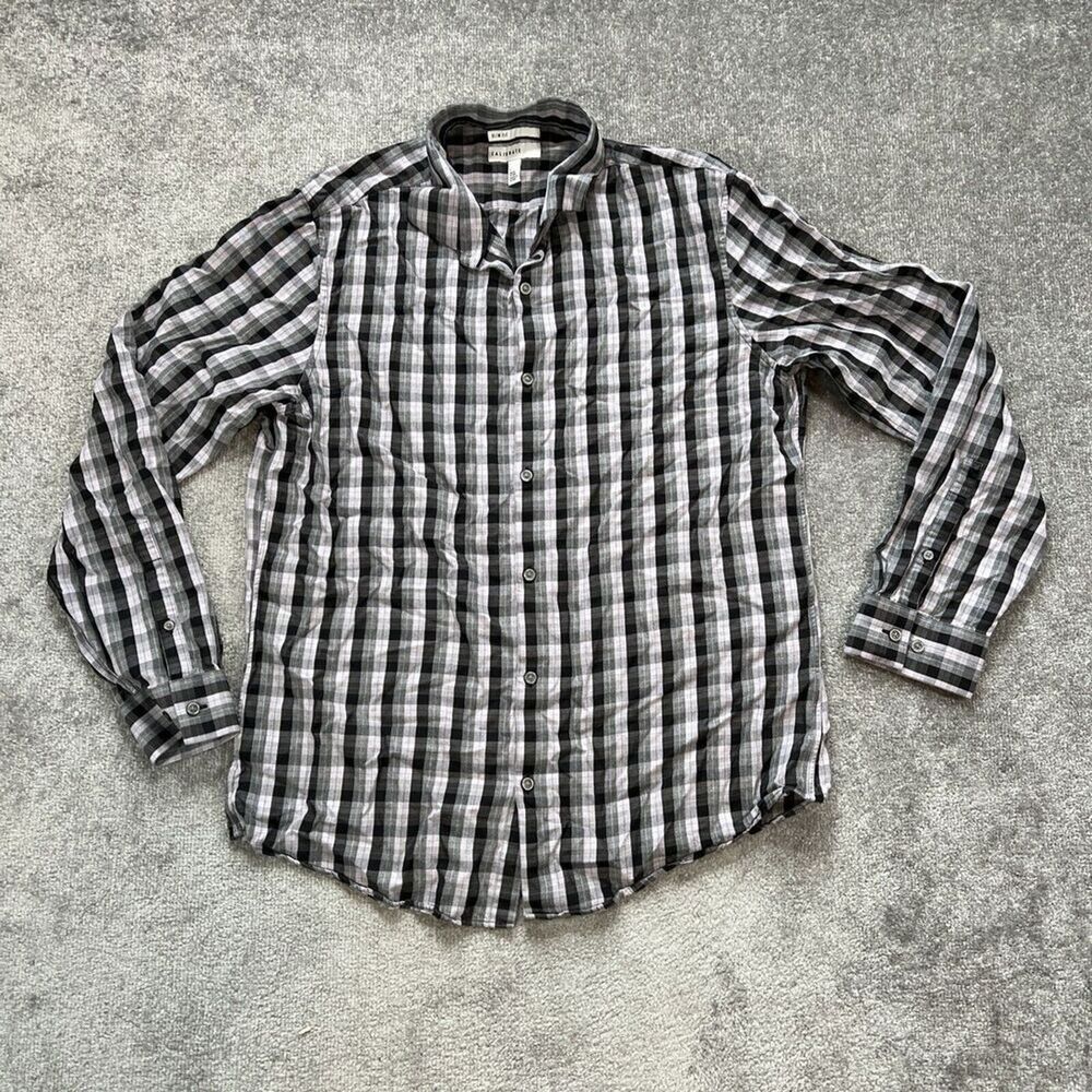 Calibrate Men’s Plaid Button Down Shirt Purple Slim Fit Large Collared Lyocell